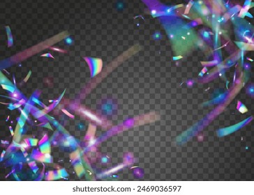 Celebrate Confetti. Abstract Flag. Light Concept. 3d Burst. Surprise Design. Blue Foil Effect. Art Iridescent Illustration. Color Glitter. Purple Celebrate Confetti