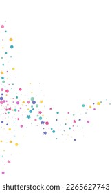 Celebrate Confetti Decoration Vector White Background. Effect Shine Invitation. Carnival Rain Illustration. Rainbow Splash Flying Banner.