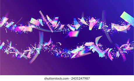 Celebrate Confetti. Purple Art Effect. Laser Element. Explosion Background. Carnaval Glitter. Isolated Poster. Abstract Banner. Foil Holographic Serpentine. Pink Celebrate Confetti