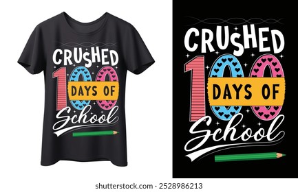 ¡Celebra los aplastantes 100 días de escuela con este divertido y colorido diseño de camiseta! ¡Perfecto para estudiantes y profesores para marcar este emocionante hito escolar!