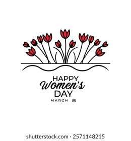 Celebrate Women’s Day with a beautiful greeting card design featuring tulip flowers. This elegant vector illustration is perfect for creating heartfelt messages or printable decor.
