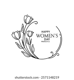 Celebrate Women’s Day with a beautiful greeting card design featuring tulip flowers. This elegant vector illustration is perfect for creating heartfelt messages or printable decor.