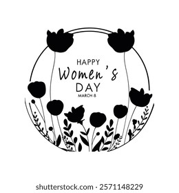 Celebrate Women’s Day with a beautiful greeting card design featuring tulip flowers. This elegant vector illustration is perfect for creating heartfelt messages or printable decor.