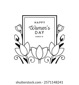Celebrate Women’s Day with a beautiful greeting card design featuring tulip flowers. This elegant vector illustration is perfect for creating heartfelt messages or printable decor.