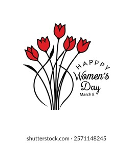 Celebrate Women’s Day with a beautiful greeting card design featuring tulip flowers. This elegant vector illustration is perfect for creating heartfelt messages or printable decor.