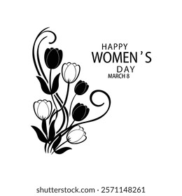 Celebrate Women’s Day with a beautiful greeting card design featuring tulip flowers. This elegant vector illustration is perfect for creating heartfelt messages or printable decor.