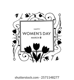 Celebrate Women’s Day with a beautiful greeting card design featuring tulip flowers. This elegant vector illustration is perfect for creating heartfelt messages or printable decor.