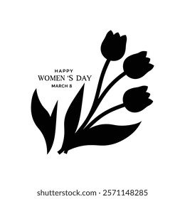 Celebrate Women’s Day with a beautiful greeting card design featuring tulip flowers. This elegant vector illustration is perfect for creating heartfelt messages or printable decor.