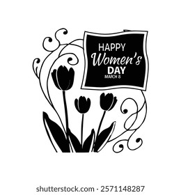 Celebrate Women’s Day with a beautiful greeting card design featuring tulip flowers. This elegant vector illustration is perfect for creating heartfelt messages or printable decor.