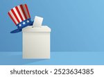 Celebrate democracy in the United States of America with this image template featuring a ballot box decorated with Uncle Sam