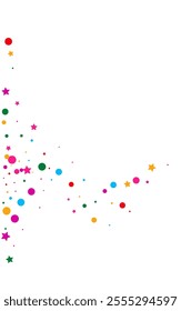 Celebrate Dot Christmas Vector White Background. Decoration Round Backdrop. Flying Shine Invitation. Rainbow Confetti Transparent Postcard.