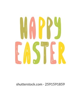 Celebrate Easter with joy using this colorful hand drawn text vector design featuring vibrant lettering vector illustration