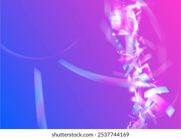 Celebrate Effect. Foil Concept. Digital Tinsel. Purple Happy Burst. Carnaval Ribbon. Light Christmas Explosion. Isolated Poster. 3d Confetti. Blue Celebrate Effect