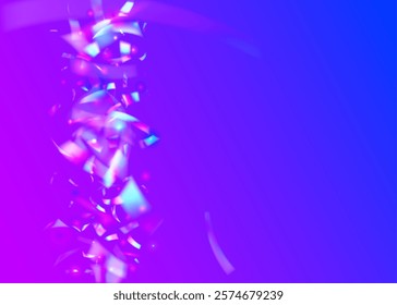 Celebrate Effect. Rainbow Tinsel. Pink Retro Glitter. Birthday Background. Happy Concept. Light Iridescent Explosion. 3d Confetti. Digital Design. Purple Celebrate Effect