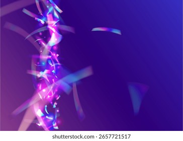 Celebra el efecto. Gradiente retro. Cinta de discoteca. Fondo 3d. Papel digital. Brillo de arte azul. Serpentina holográfica láser. Anuncio de unicornio. Efecto de celebración púrpura
