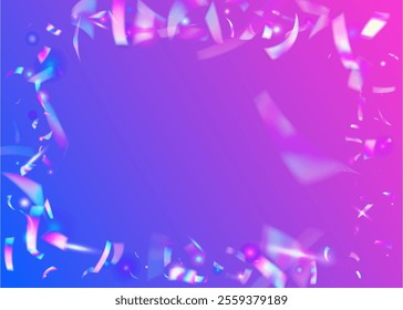 Celebrate Effect. Retro Holographic Illustration. Art Texture. Unicorn Paper. Surprise Design. 3d Glitter. Purple Laser Background. Neon Burst. Blue Celebrate Effect