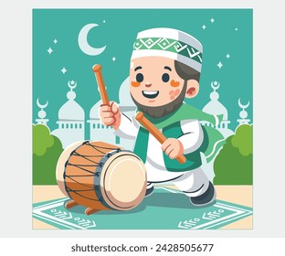 Celebrate Eid al-Fitr with a beautifully hand-drawn background illustration that captures the spirit of the holiday. Perfect for adding a festive touch to your designs and decorations