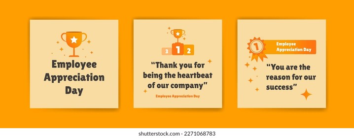 Celebrate Employee Appreciation Day with Cheerful Greeting Cards. Vector banner with illustration of employee getting award and congratulating on his achievement.