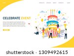 Celebrate event vector website template, web page and landing page design for website and mobile site development. Office party, business corporate anniversary special event startup milestone.