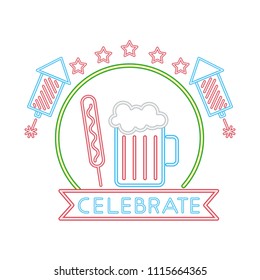 celebrate fast food beer sausage and rockets symbol