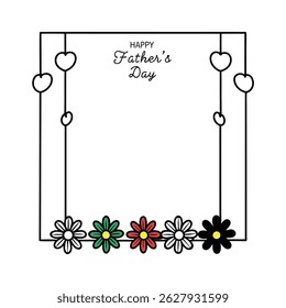 Celebrate Father's Day with this elegant vector frame design featuring "Happy Father's Day" text. Perfect for cards, decorations, and digital projects.