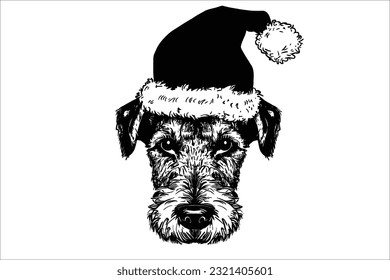 Celebrate the festive season with an Airedale Terrier wearing a Santa Claus hat. This adorable dog breed adds joy and holiday spirit with its charming attire.