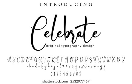 Celebrate Font Stylish brush painted an uppercase vector letters, alphabet, typeface