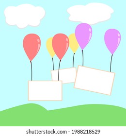 Celebrate frame background with balloons.