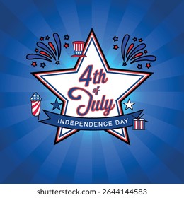 Celebrate freedom with a bold 4th of July design featuring stars, fireworks, and the American flag, capturing the patriotic spirit in vibrant red, white, and blue.