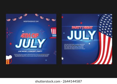 Celebrate freedom with a bold 4th of July design featuring stars, fireworks, and the American flag, capturing the patriotic spirit in vibrant red, white, and blue.