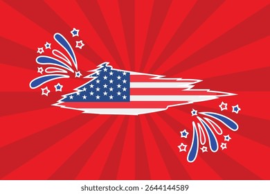 Celebrate freedom with a bold 4th of July design featuring stars, fireworks, and the American flag, capturing the patriotic spirit in vibrant red, white, and blue.