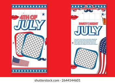 Celebrate freedom with a bold 4th of July design featuring stars, fireworks, and the American flag, capturing the patriotic spirit in vibrant red, white, and blue.