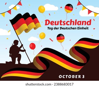 Celebrate the German Unity Day (Tag Der Deutschen Einheit) on 3rd October with bunting, balloons, stars, fireworks, music and beer toasts

