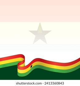 Celebrar la independencia de Ghana con nuestra plantilla editable de diseño de vectores, Resaltar una bandera ondeando, marca de agua de mapas de país y espacio de texto personalizable ideal para diseños impresos y digitales.