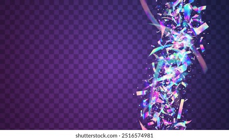 Comemore o Glitter. Conceito retrô. Papel Decrescente. Ilustração holográfica da arte. Confete de aniversário. Burst de folha azul. Banner abstrato. Efeito Holograma. Rosa Comemorar Glitter