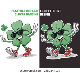 Celebrate good luck and positivity with this cheerful four-leaf clover design. Featuring stylish sunglasses and a headset, this clover is grooving to the beat.