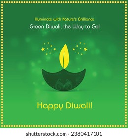 Celebrate Green Diwali Wishes Template. Eco Friendly Diwali Creative Social Media vector Template.