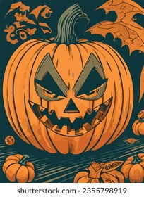 Celebrar Halloween con un divertido y peculiar diseño de caricaturas para saludar. Ideal para añadir un toque lúdico a sus proyectos festivos con vector aislado.