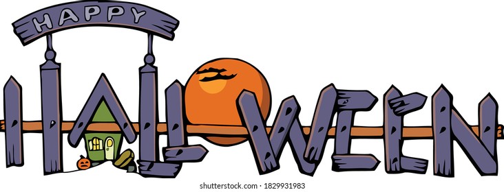 Celebrate Halloween with this great design!  This clip art features an old busted fence in the shape of the word halloween. 