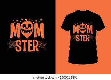 Celebrate Halloween with this playful Mom ster t shirt design, perfect for moms who embrace the spooky season. Ideal for t-shirt prints and adding a fun, festive touch to Halloween outfits.