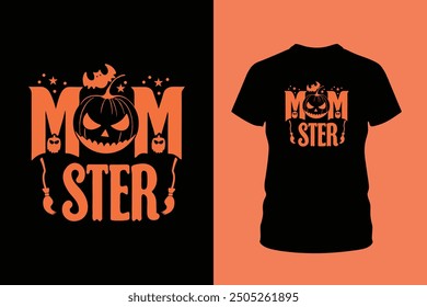 Celebrate Halloween with this playful Mom ster t shirt design, perfect for moms who embrace the spooky season. Ideal for t-shirt prints and adding a fun, festive touch to Halloween outfits.