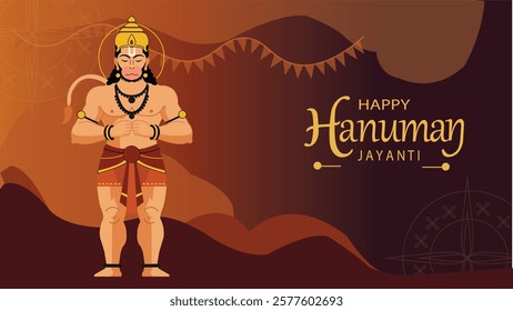 Celebrate Hanuman Jayanti with an illustration of Lord Hanuman in a humble pose, symbolizing devotion and strength