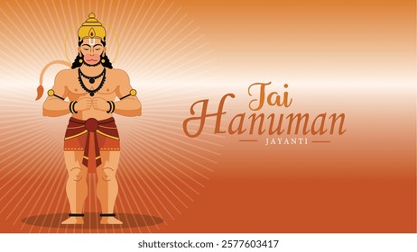 Celebrate Hanuman Jayanti with an illustration of Lord Hanuman in a traditional pose, symbolizing strength and devotion