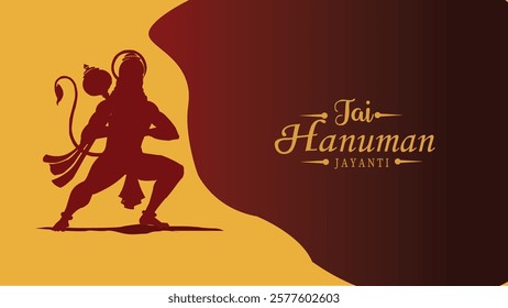 Celebrate Hanuman Jayanti with the silhouette of Lord Hanuman in a dynamic pose, symbolizing strength and devotion