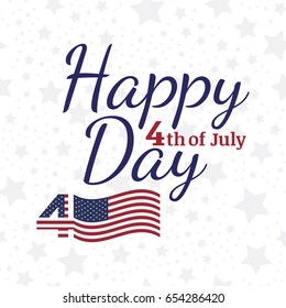 Celebrate Happy 4th of July - Independence Day. Congratulatory banner with combination of fonts. Flat vector illustration EPS 10