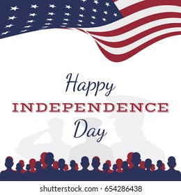 Celebrate Happy 4th of July - Independence Day. Congratulatory banner with combination of fonts. Flat vector illustration EPS 10
