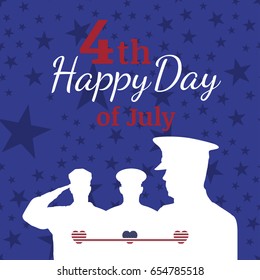 Celebrate Happy 4th of July - Independence Day. Congratulatory banner with combination of fonts. Flat vector illustration EPS 10