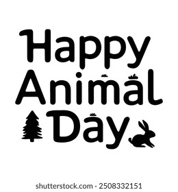 Celebrate Happy Animal Day in style with our exclusive silhouette vector art t-shirt design. Perfect for animal lovers, this creative and eye-catching design features silhouettes of various animals, m