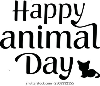 Celebrate Happy Animal Day in style with our exclusive silhouette vector art t-shirt design. Perfect for animal lovers, this creative and eye-catching design features silhouettes of various animals, m