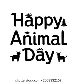 Celebrate Happy Animal Day in style with our exclusive silhouette vector art t-shirt design. Perfect for animal lovers, this creative and eye-catching design features silhouettes of various animals, m